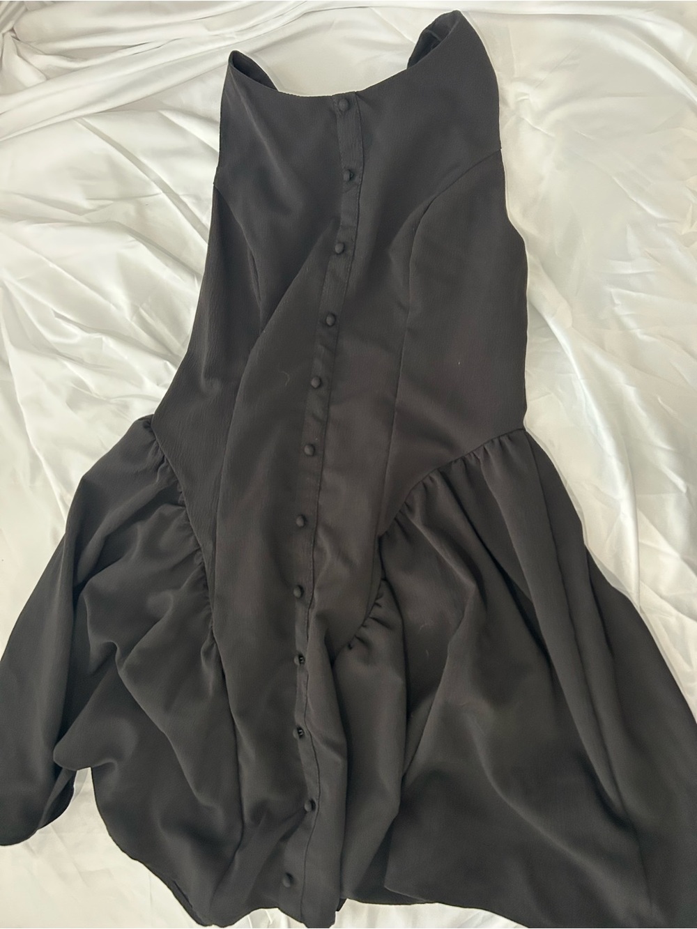 SHEIN Black Button-Front Romantic Dress
